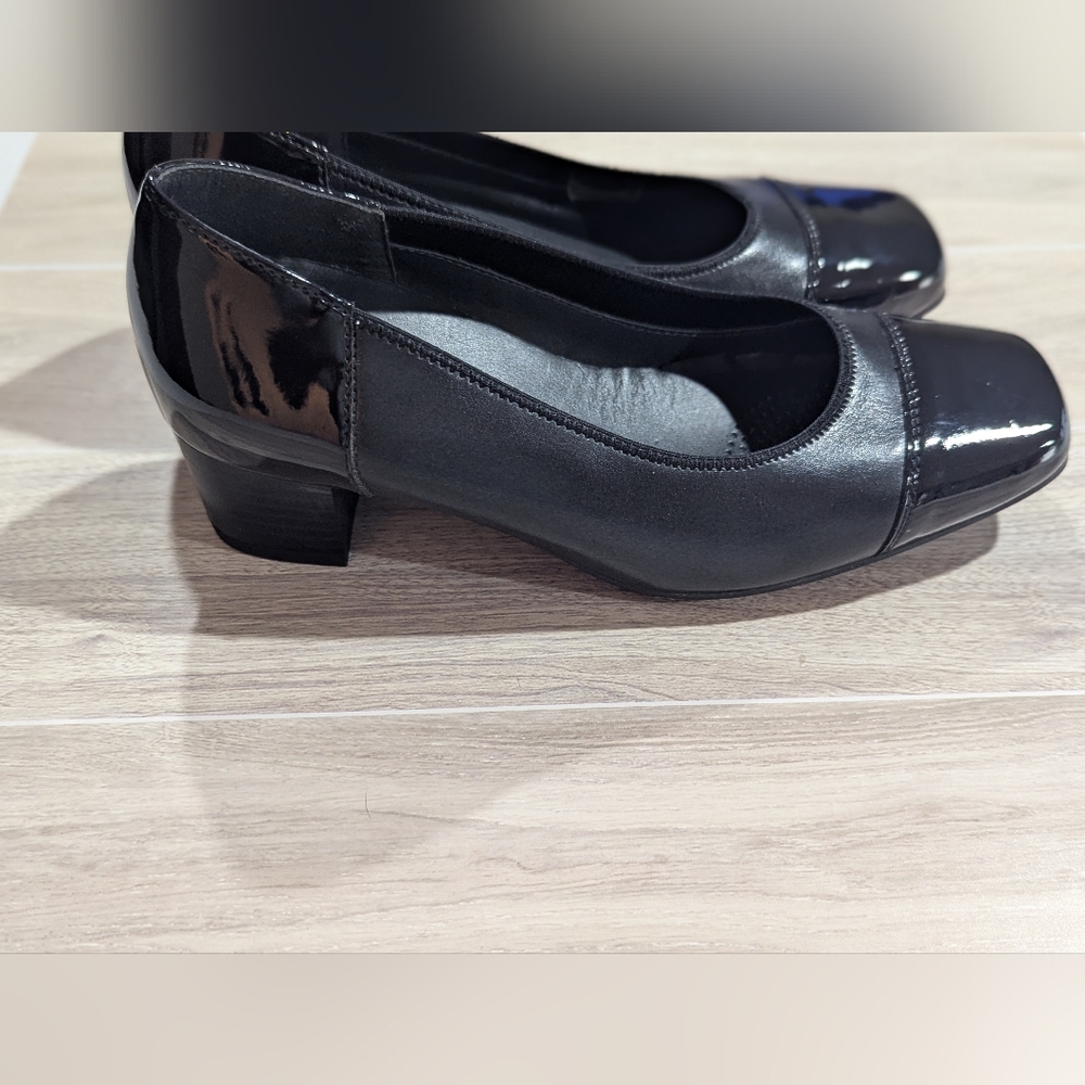 Ara Women's Black Two Tone Matte Patent Leather Dress Shoes Size 5.5 EU  36 GUC - Picture 3 of 8
